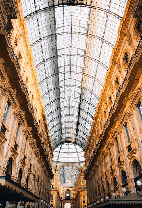 Imagine de stoc gratuită din arhitectura neoclasică, fotografiere verticală, galleria vittorio emanuele al ii-lea