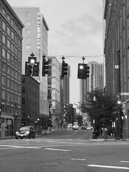 Imagine de stoc gratuită din alb-negru, cartiere din centru, centrul orașului