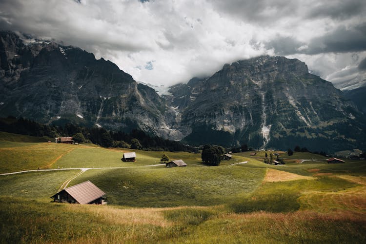 Huts In A Mountain Valley