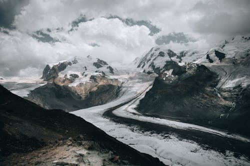 View of an Icy Road in Mountains 