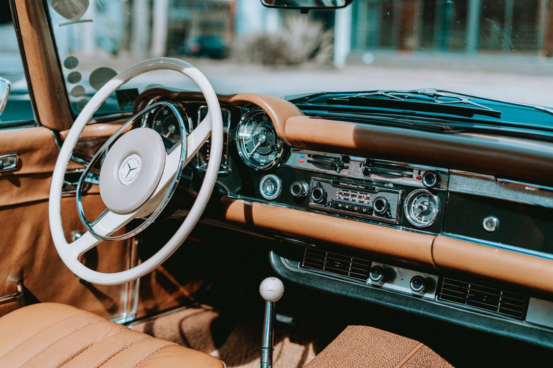 Interior of Vintage Mercedes Car · Free Stock Photo