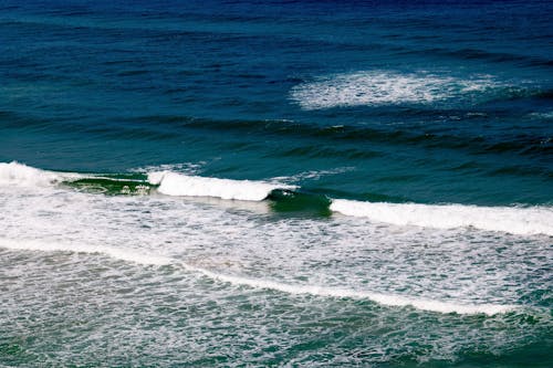 Foamy Waves Rolling to Seashore