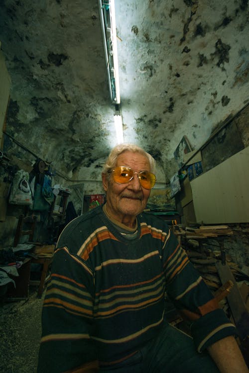 Portrait of an Old Man in Abandoned Room 