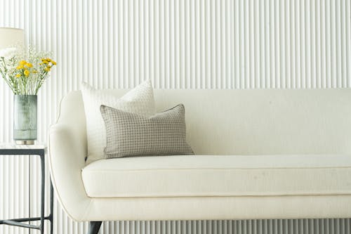 Pillows on White Sofa 