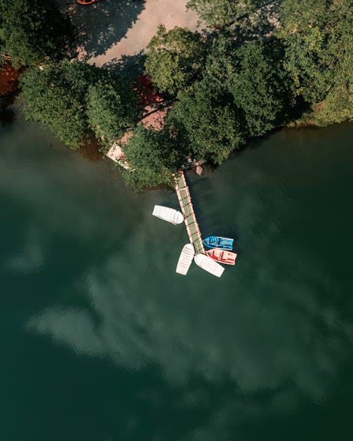 Бесплатное стоковое фото с lakeshore, вертикальный выстрел, вид сверху