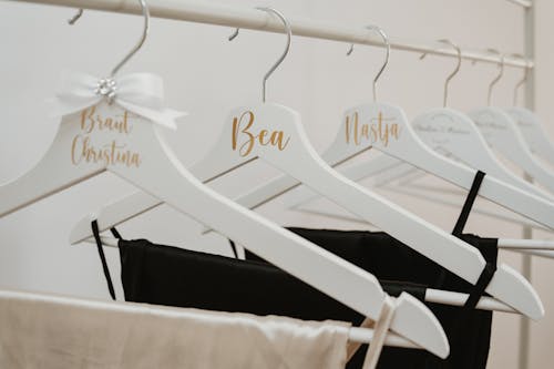 Close-up of Dresses on the Hangers 