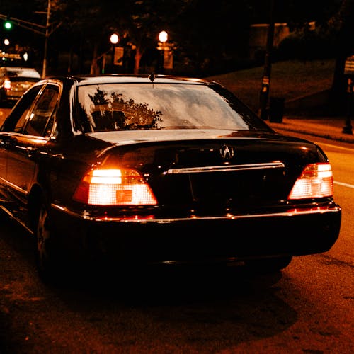 Black Acura Car at Night