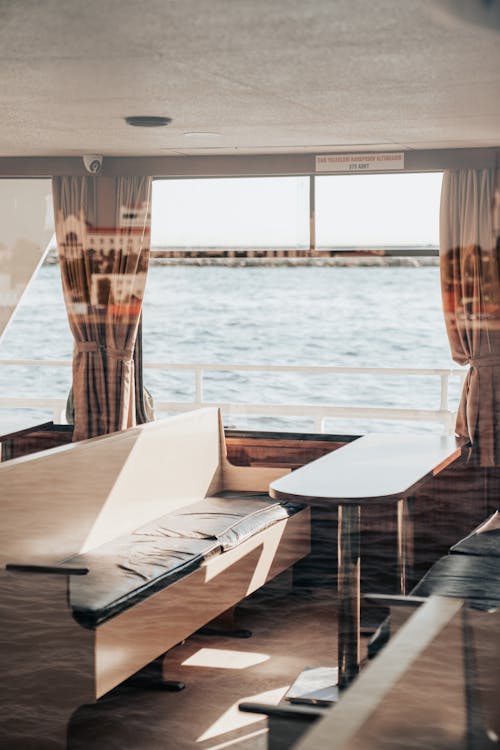 Interior of a Ferry Photographed from behind the Window 
