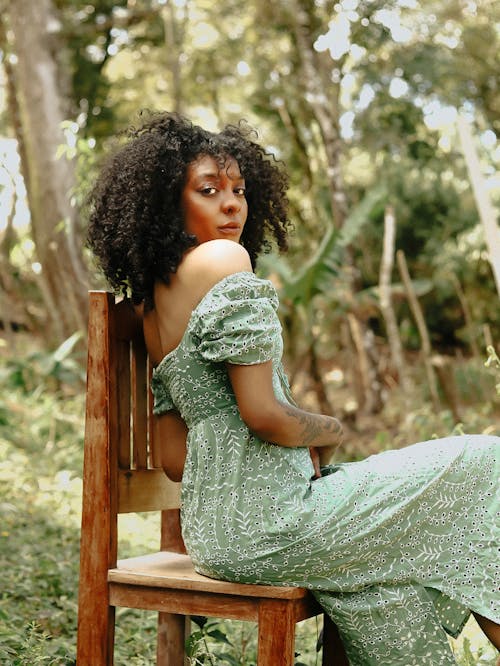 Model Posing in Strapless Dress