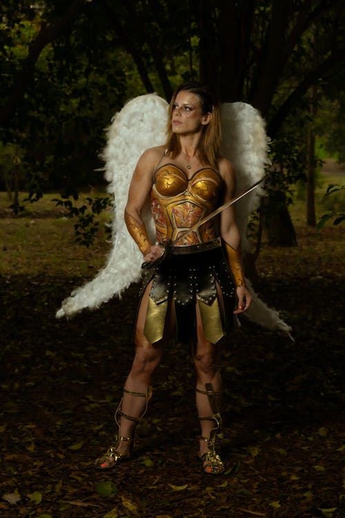 Woman Wearing Armor and Wings