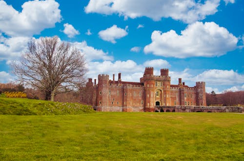 View of the Yard and Herstmonceux Castle near Herstmonceux, East Sussex, England