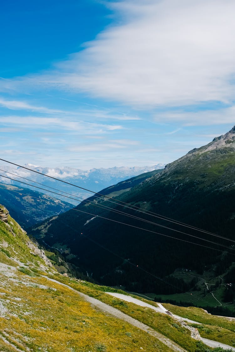 Cable Car In A Mountain Valley