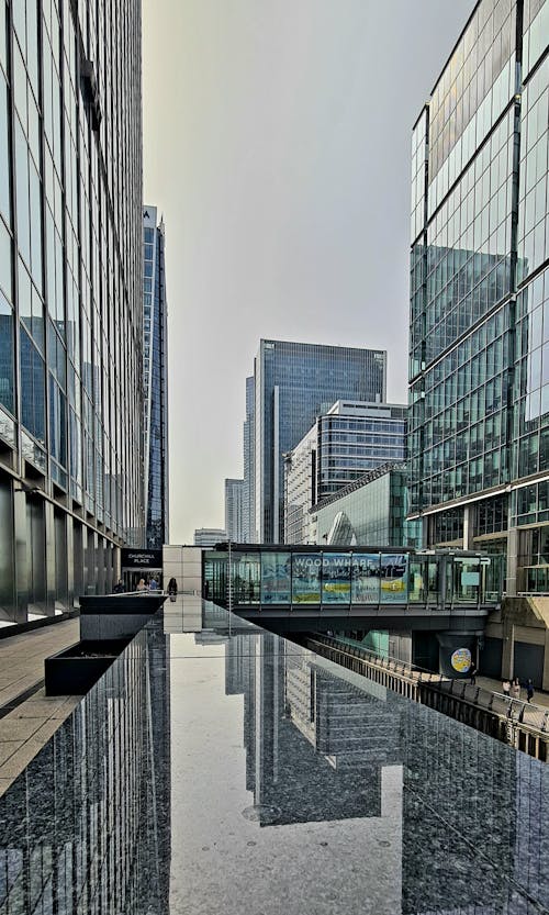 Passage Between Skyscrapers in City Downtown