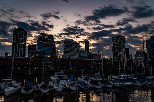 View of a Harbor at Dusk