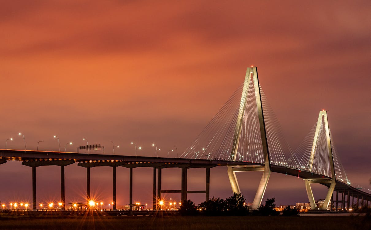 Fotobanka s bezplatnými fotkami na tému arthur ravenel jr. bridge, južná karolína, medená rieka