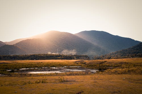 View of Mountains at Sunset 