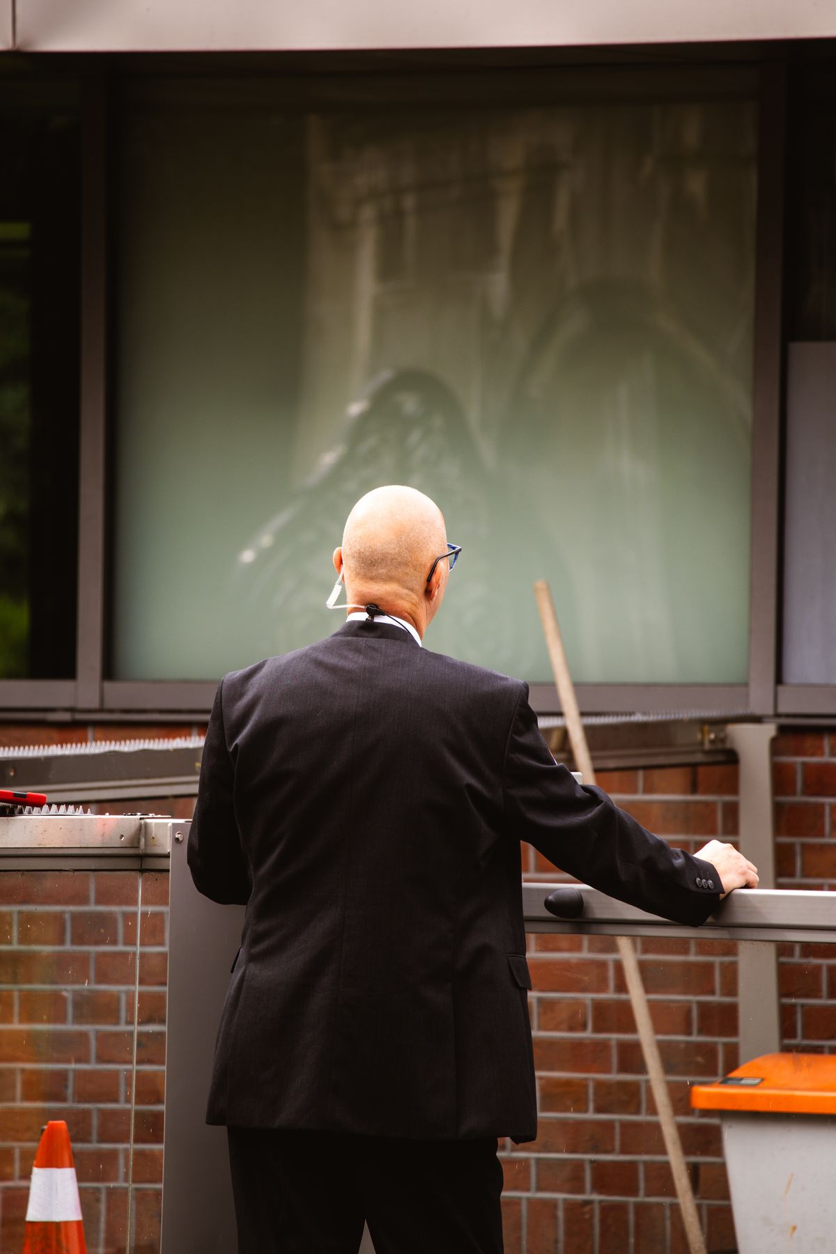 Professional security guard providing corporate building protection