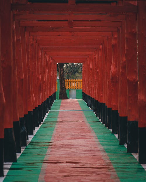 Free Traditional Tunnel in Japanese Temple Stock Photo