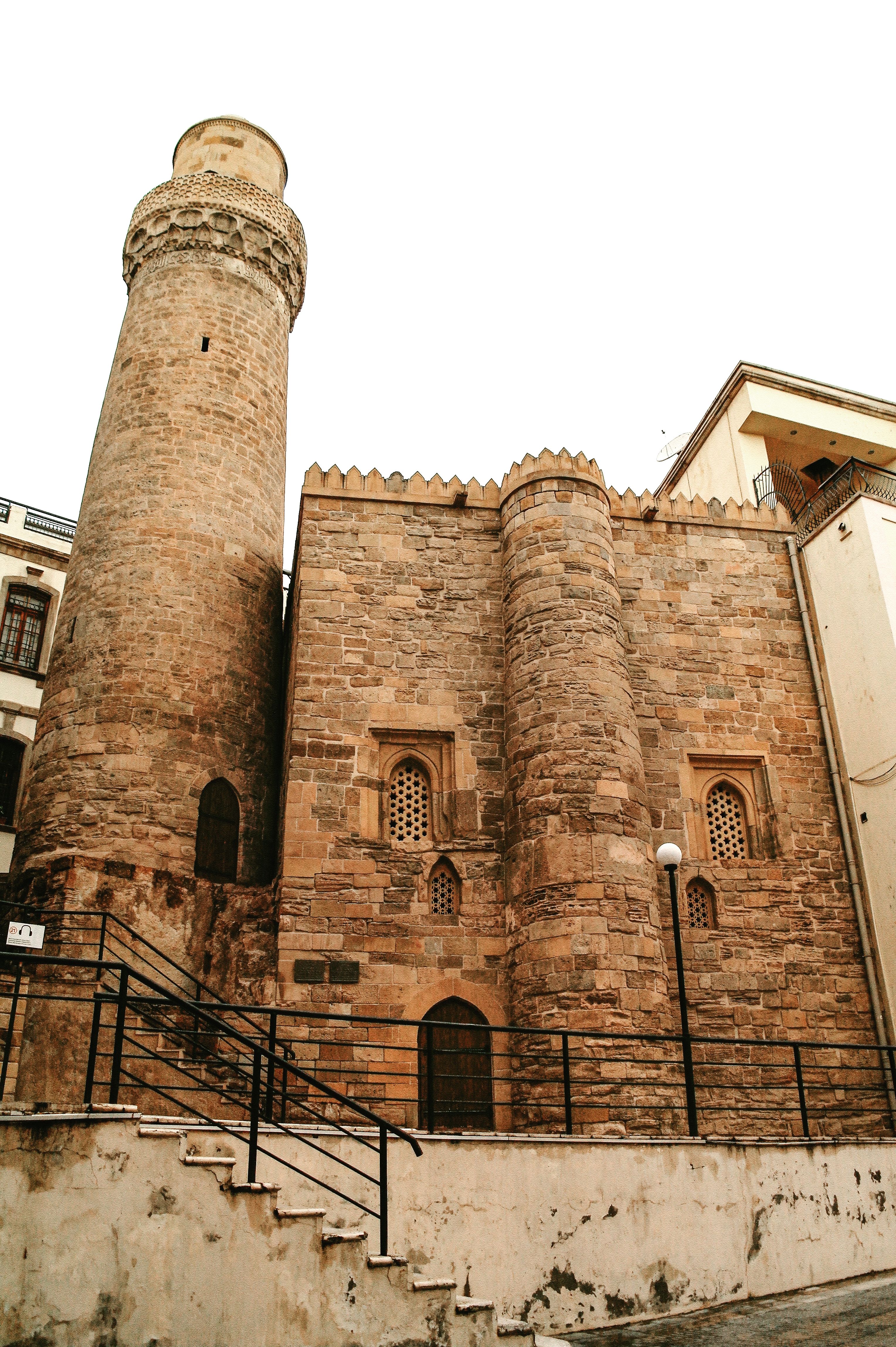 Ancient Muhammad Mosque with stone facade in Baku, Azerbaijan.