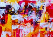 抽象表现主义绘画以充满活力的色彩组合，展现了艺术创造力