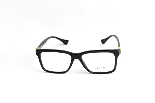 Free Stylish black Versace eyeglasses with a minimalist design on a white background. Stock Photo