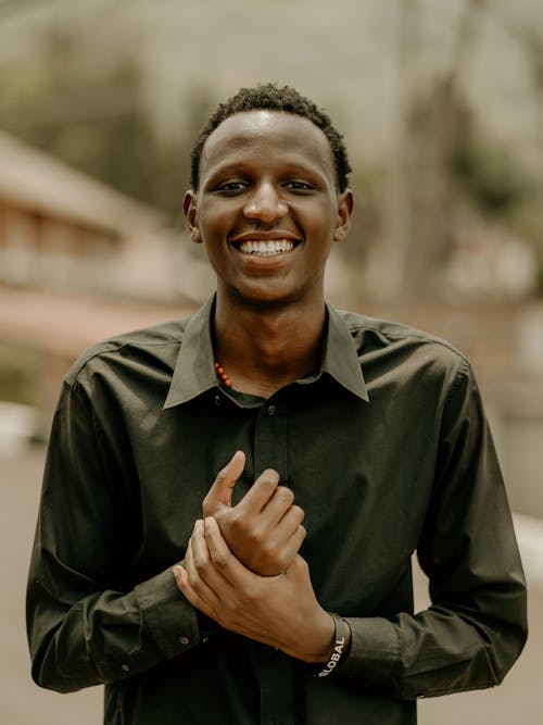 Portrait of an African Man Wearing Black Shirt 