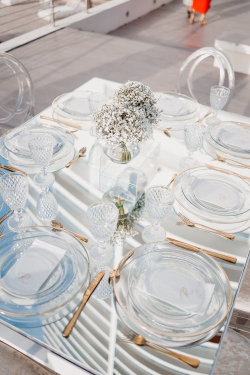 Plates on Glass Table