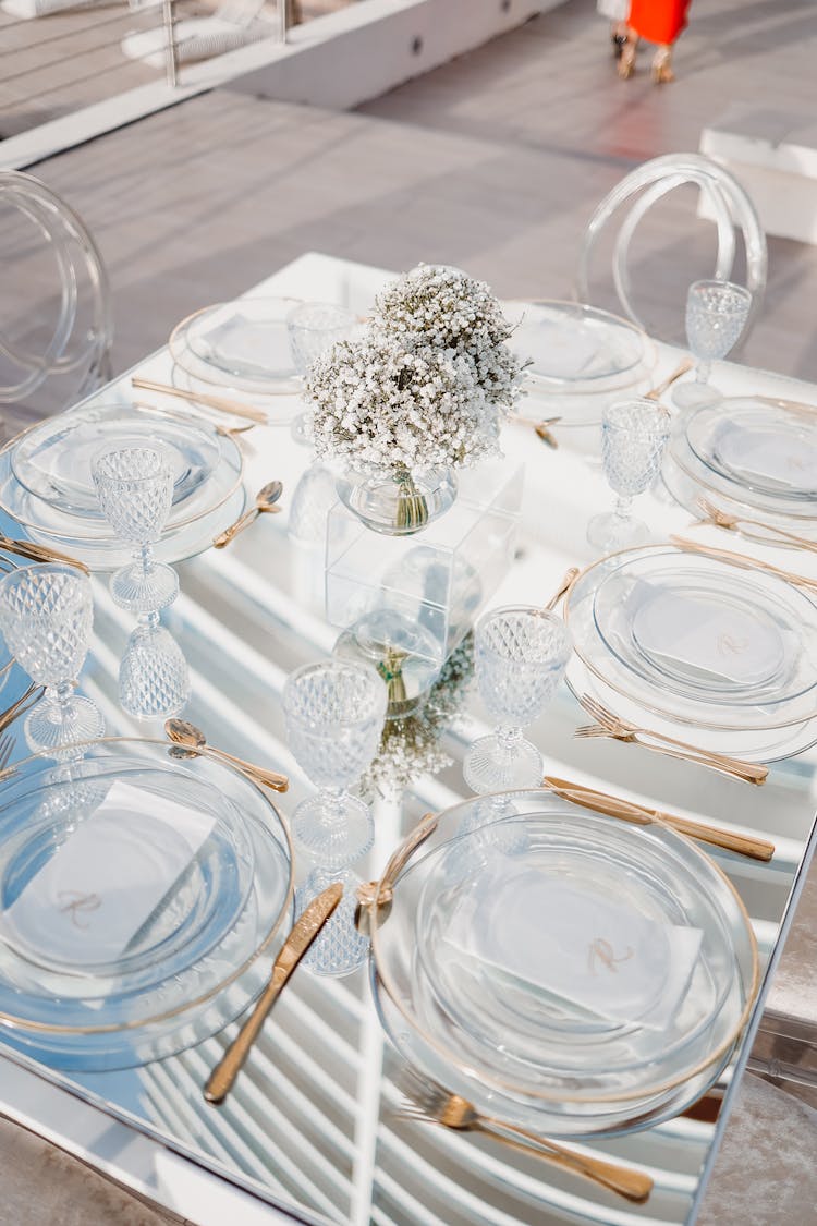 Plates On Glass Table