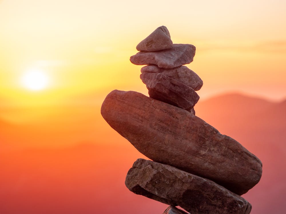 Stacked Stones at Sunset · Free Stock Photo
