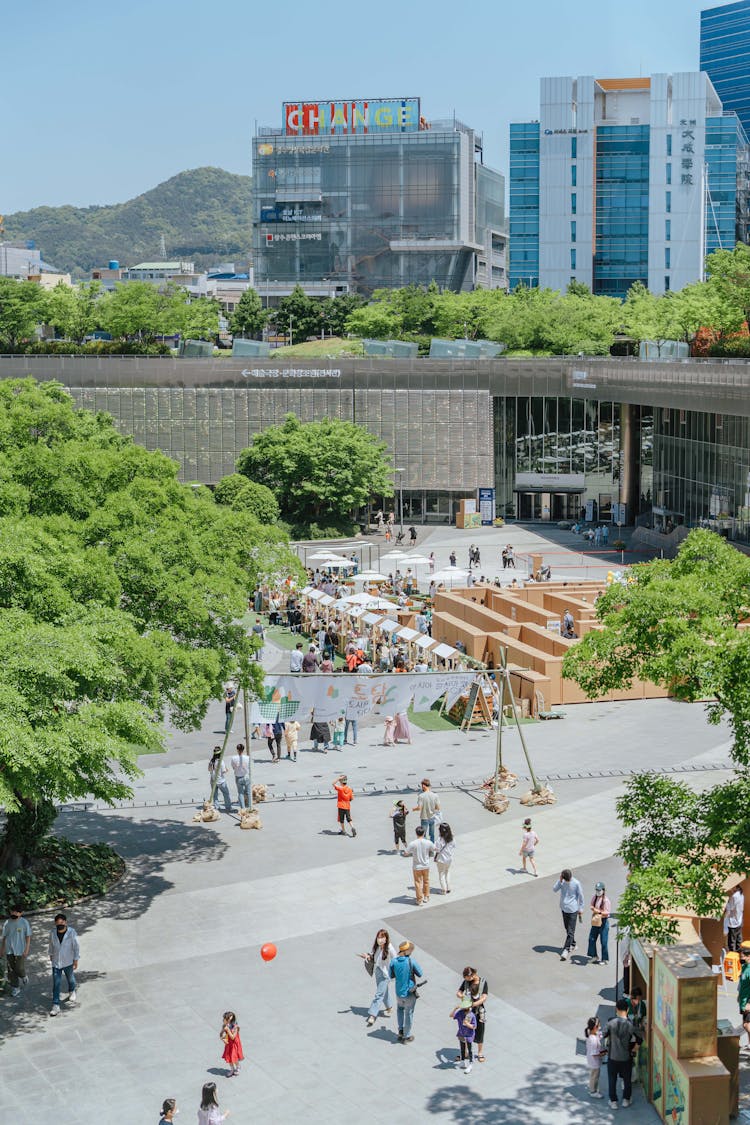 People On Square At Park In City