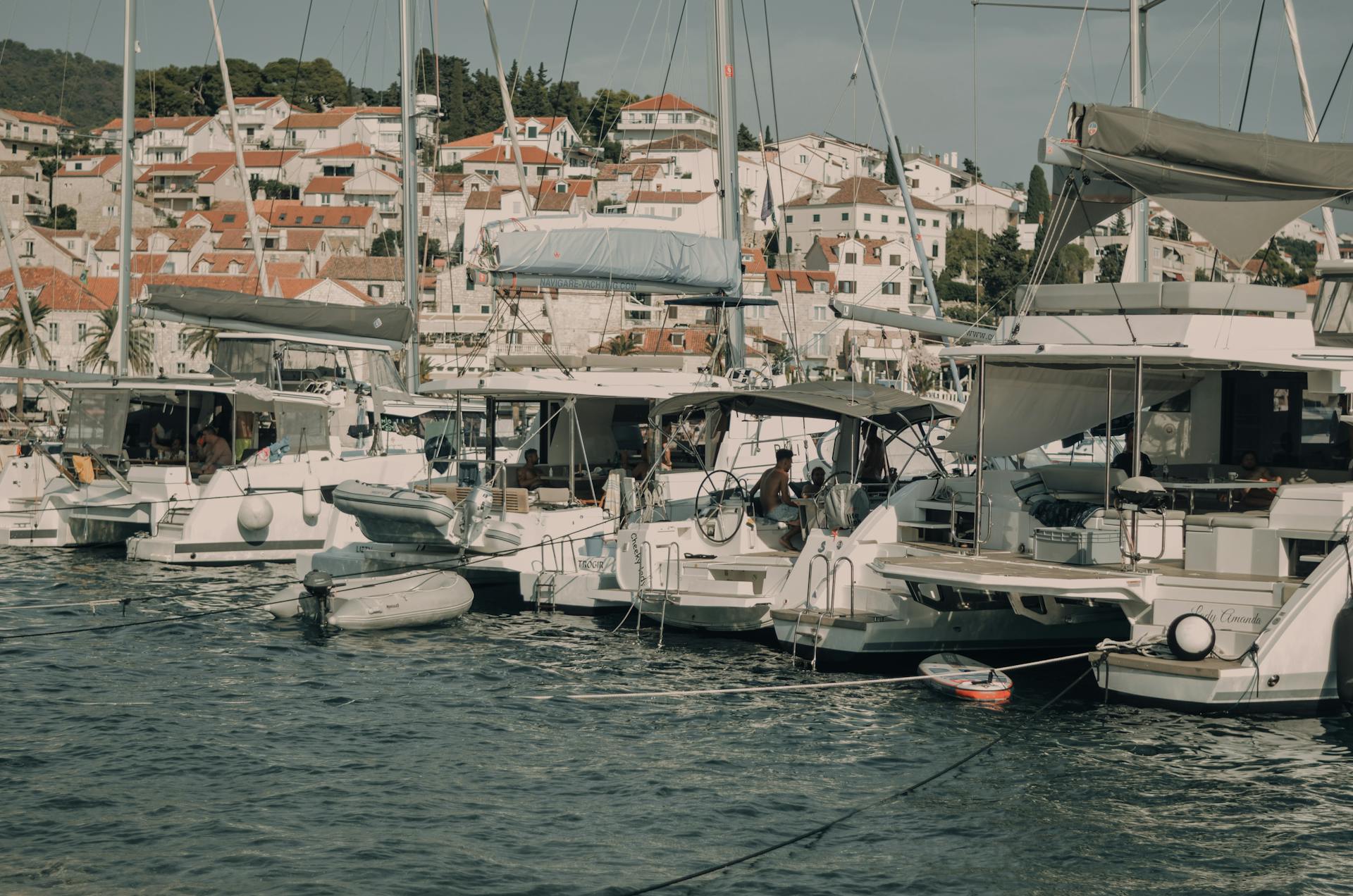 Boats Moored in Hvar Island Harbor, Croatia