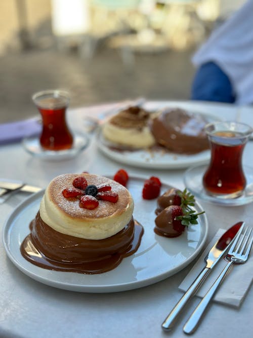 Pancakes with Chocolate and Fruit 