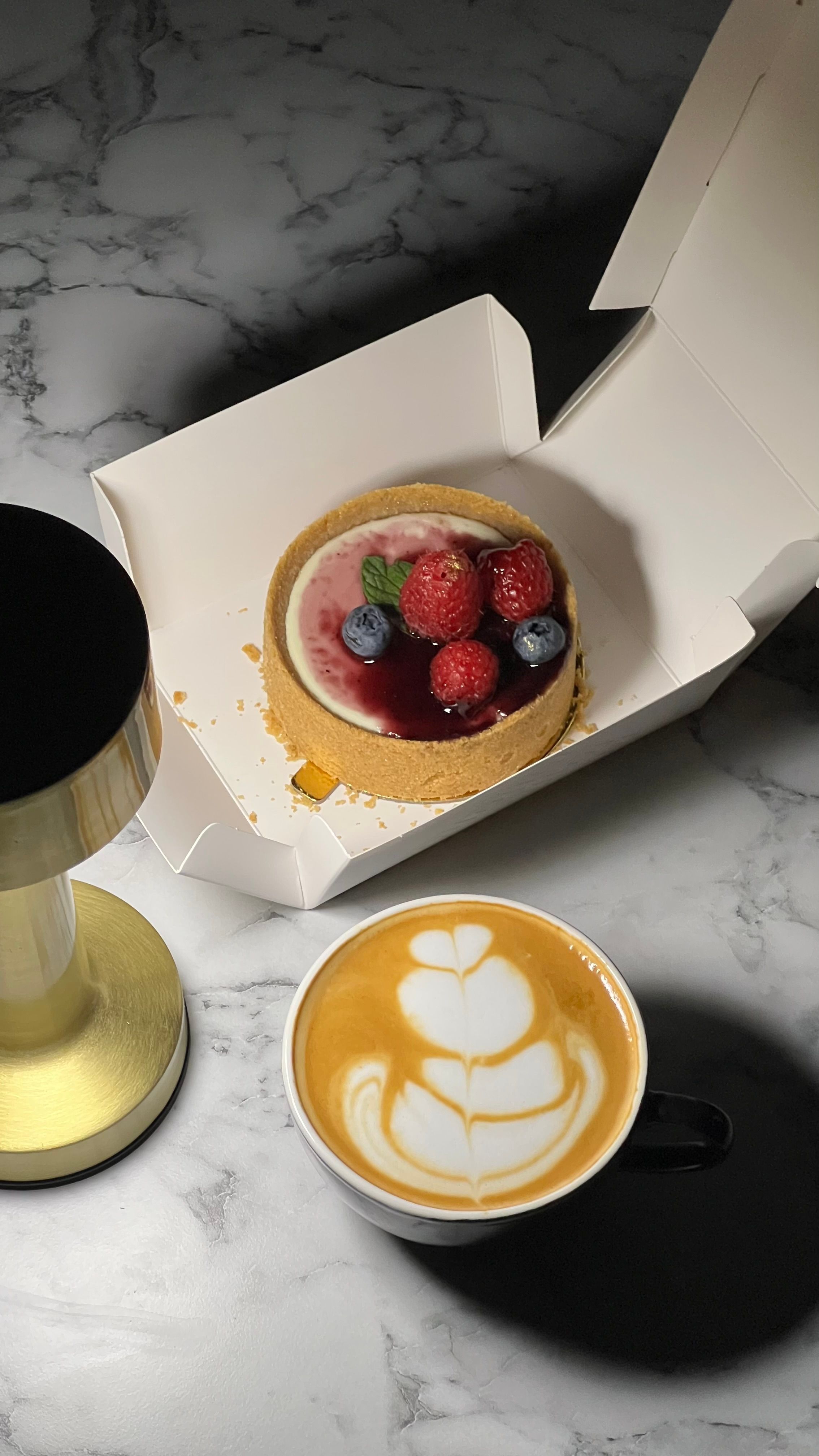 Latte and Cheesecake Served For Takeout · Free Stock Photo