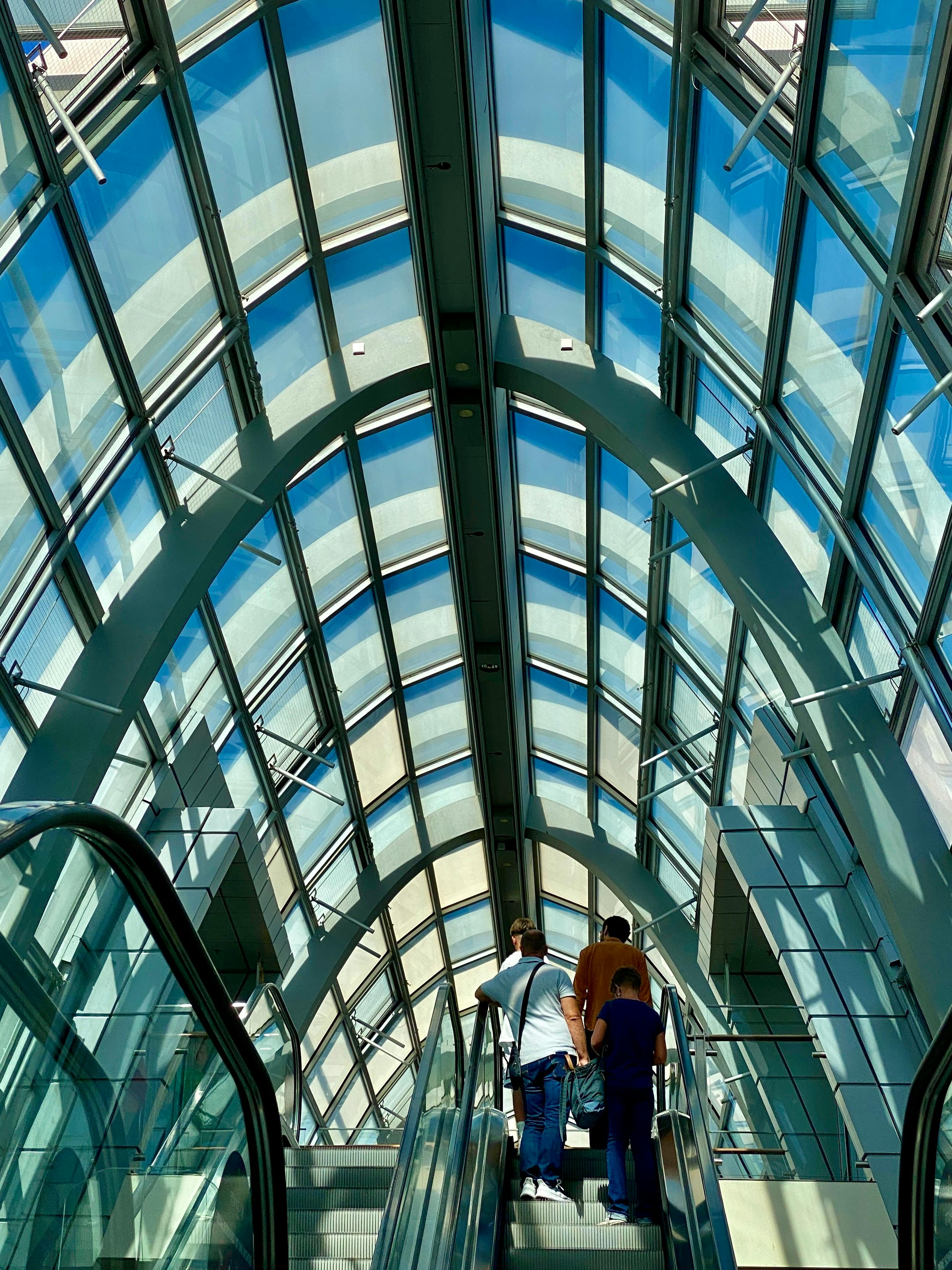 Glass Ceiling over Escalator · Free Stock Photo