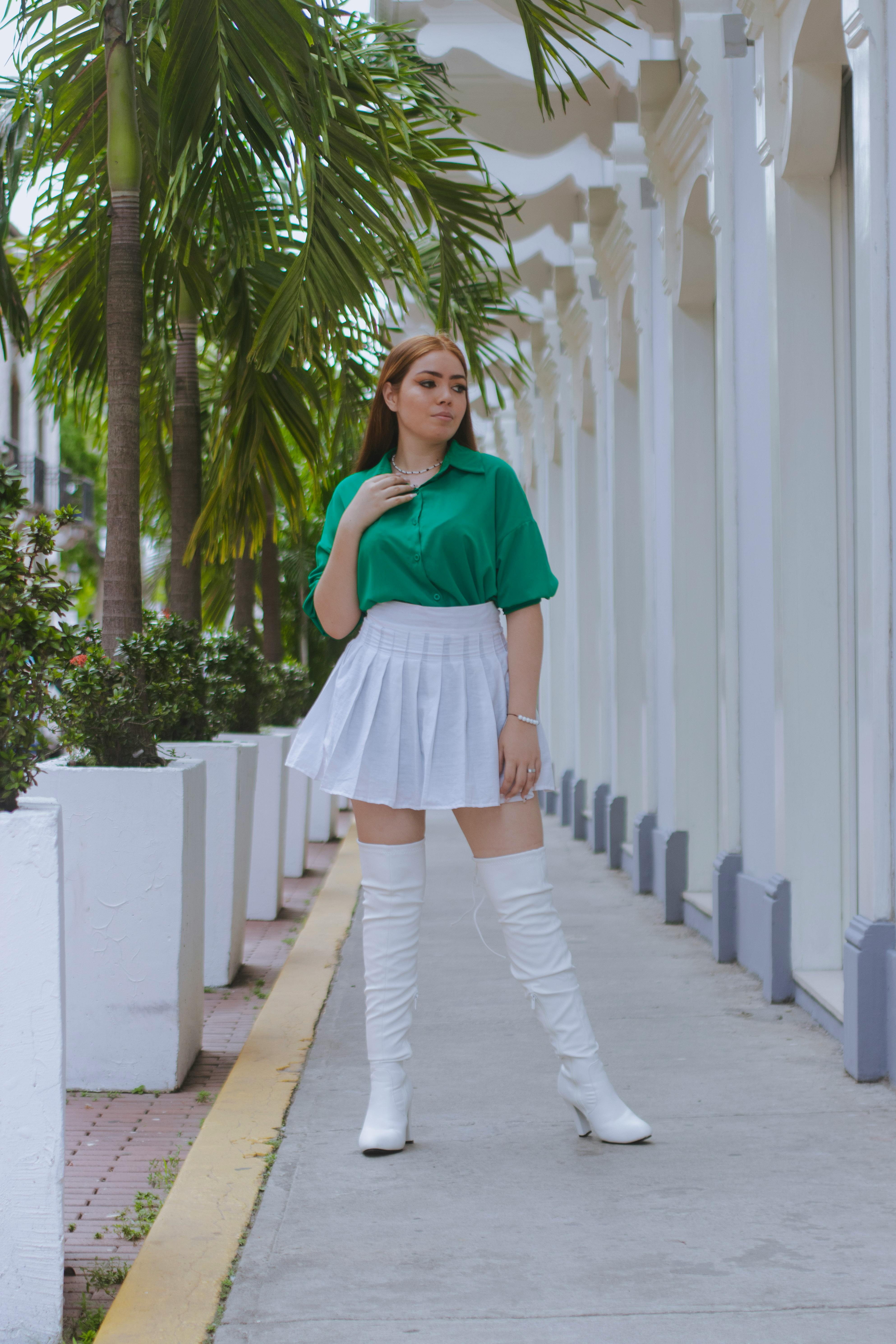 mini skirt with long boots