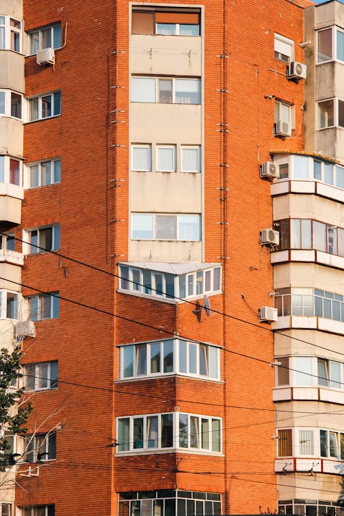 Free Balconies in an Apartment Building  Stock Photo