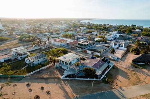 Panorama of a Seaside Town With Bungalow Houses