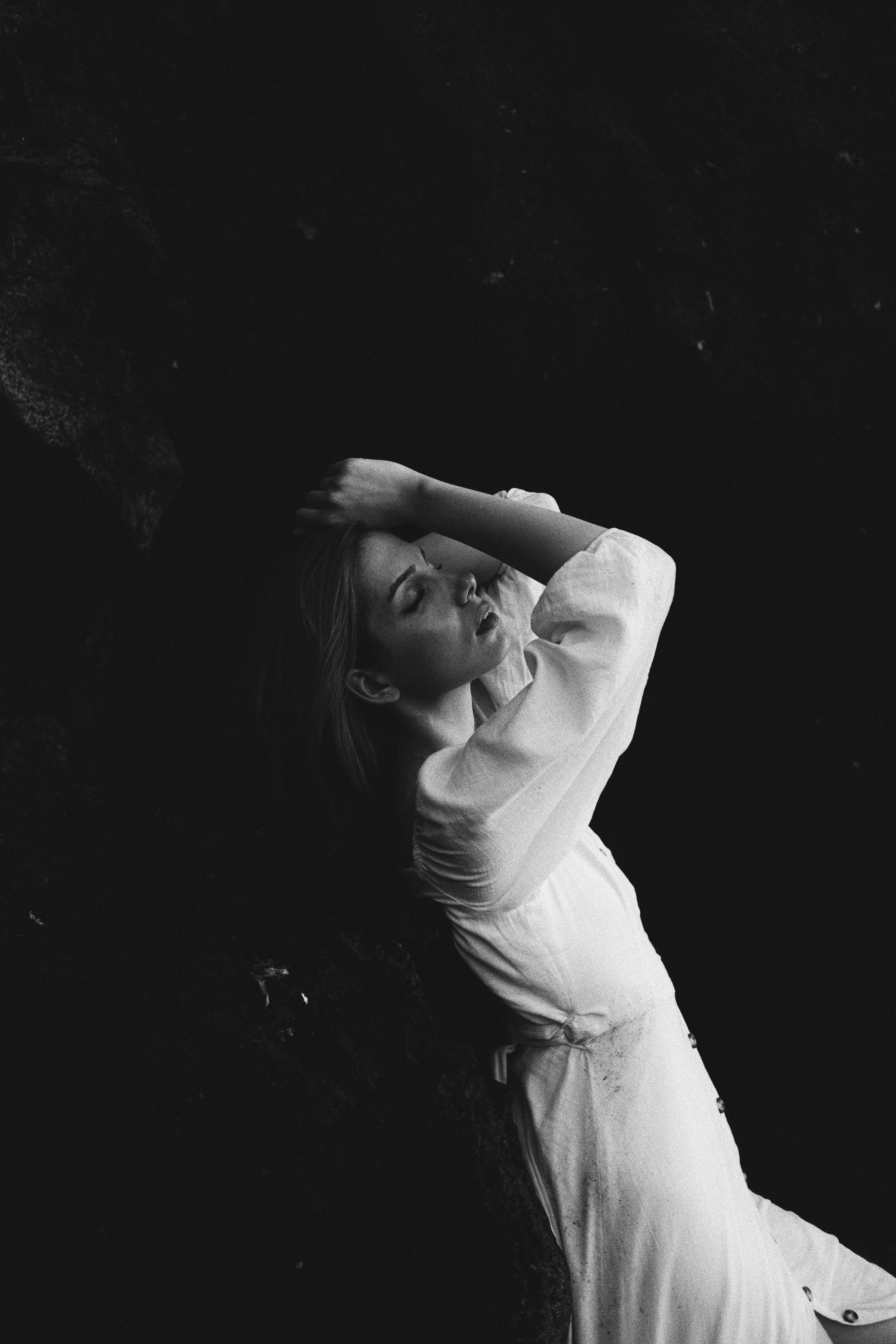 Woman Posing in Black Clothes · Free Stock Photo