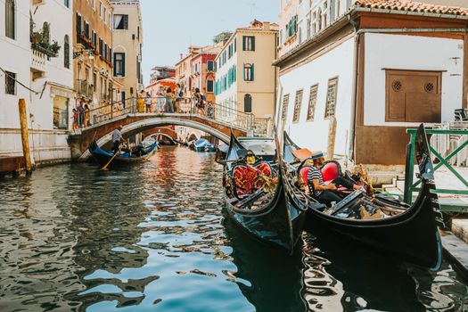 Private gondola in the quiet canals — Venice