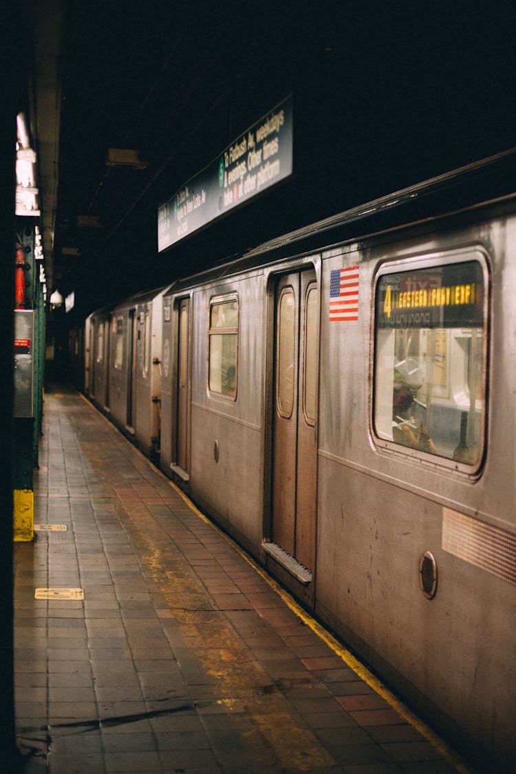 New York Subway Train At The Platform