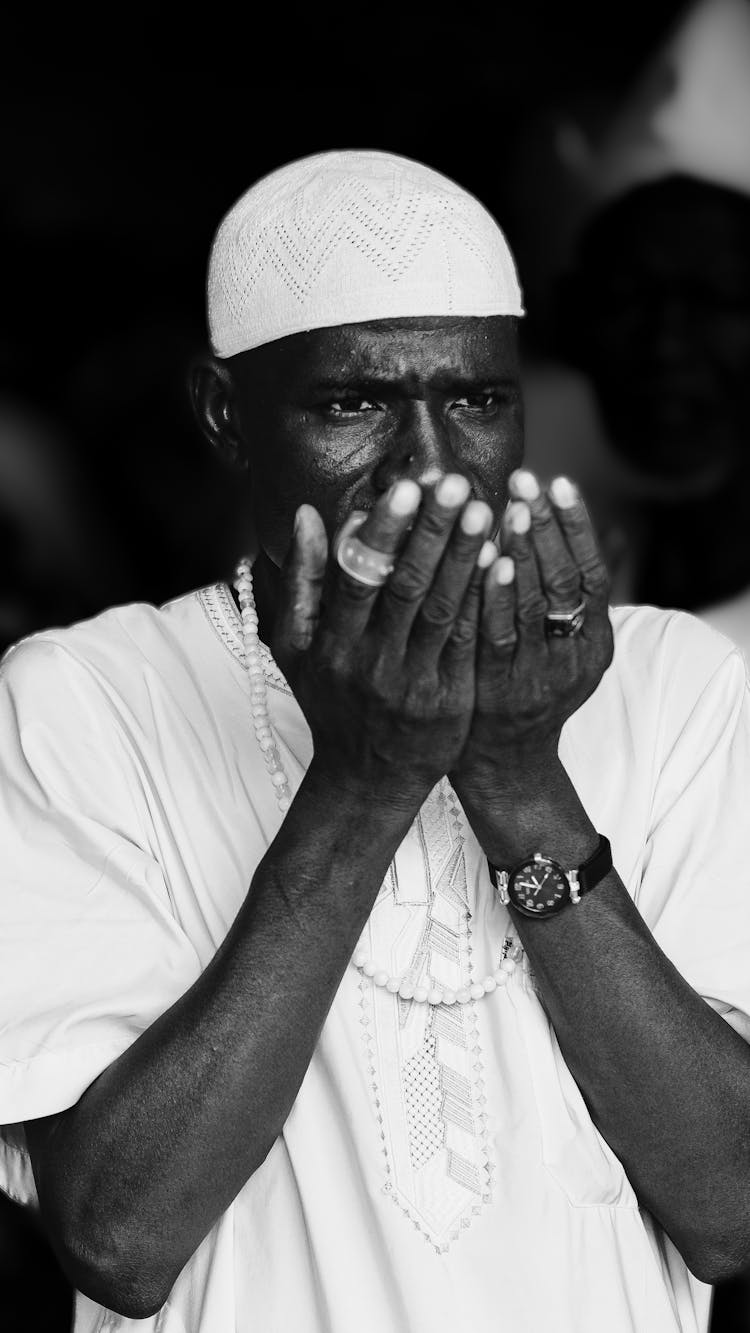 Muslim Praying In Crochet Taqiyah