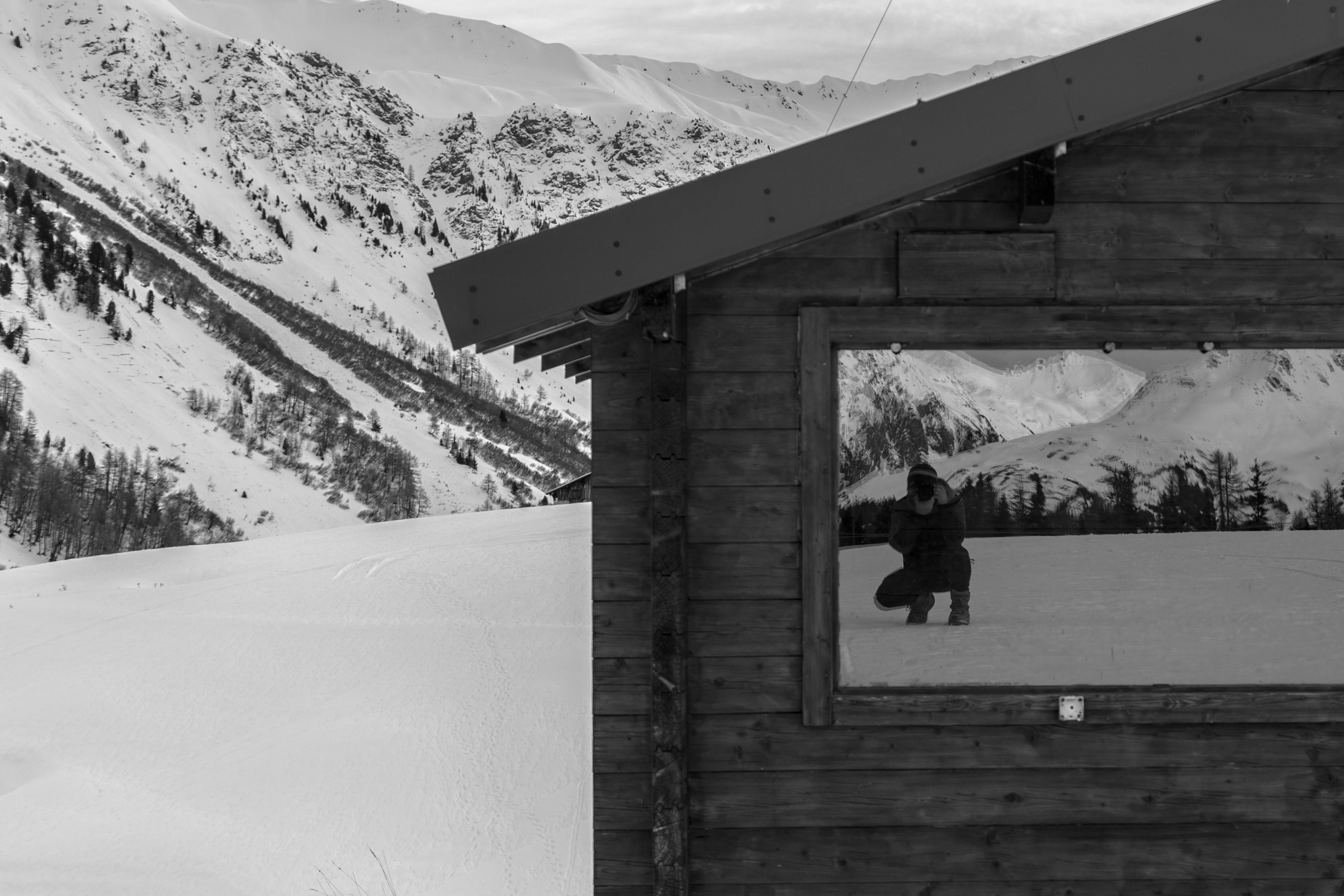 Free stock photo of black and white, mountain, reflection