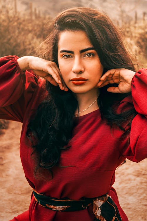 Portrait of Woman in Red Clothes