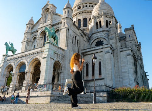 Woman Standing near Sacra Coeur Basilica in Paris