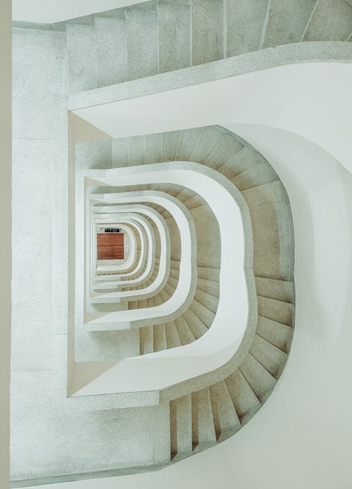 Spiral White Stone Stairs