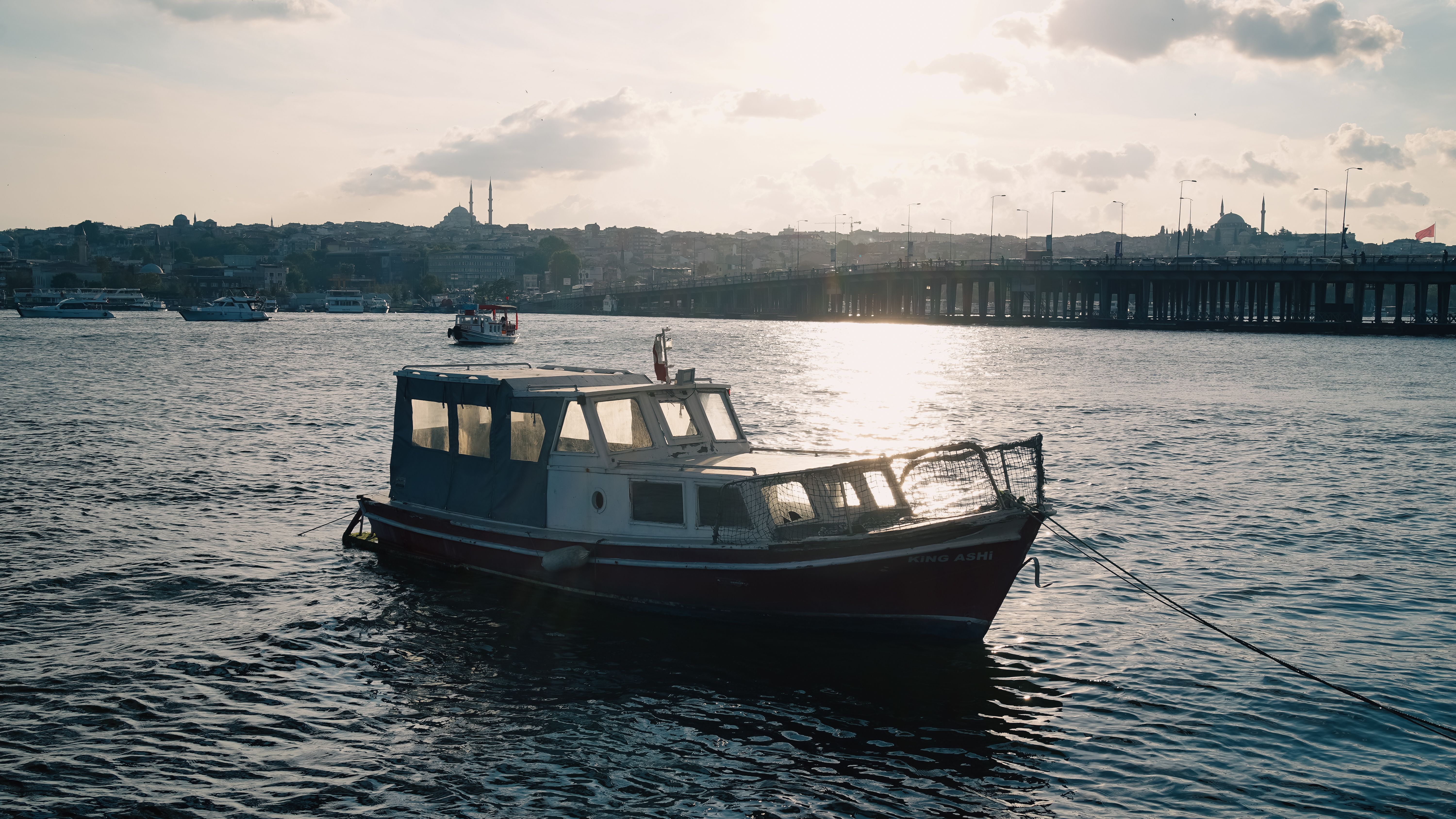 Motorboat Moored in Istanbul at Sunset · Free Stock Photo
