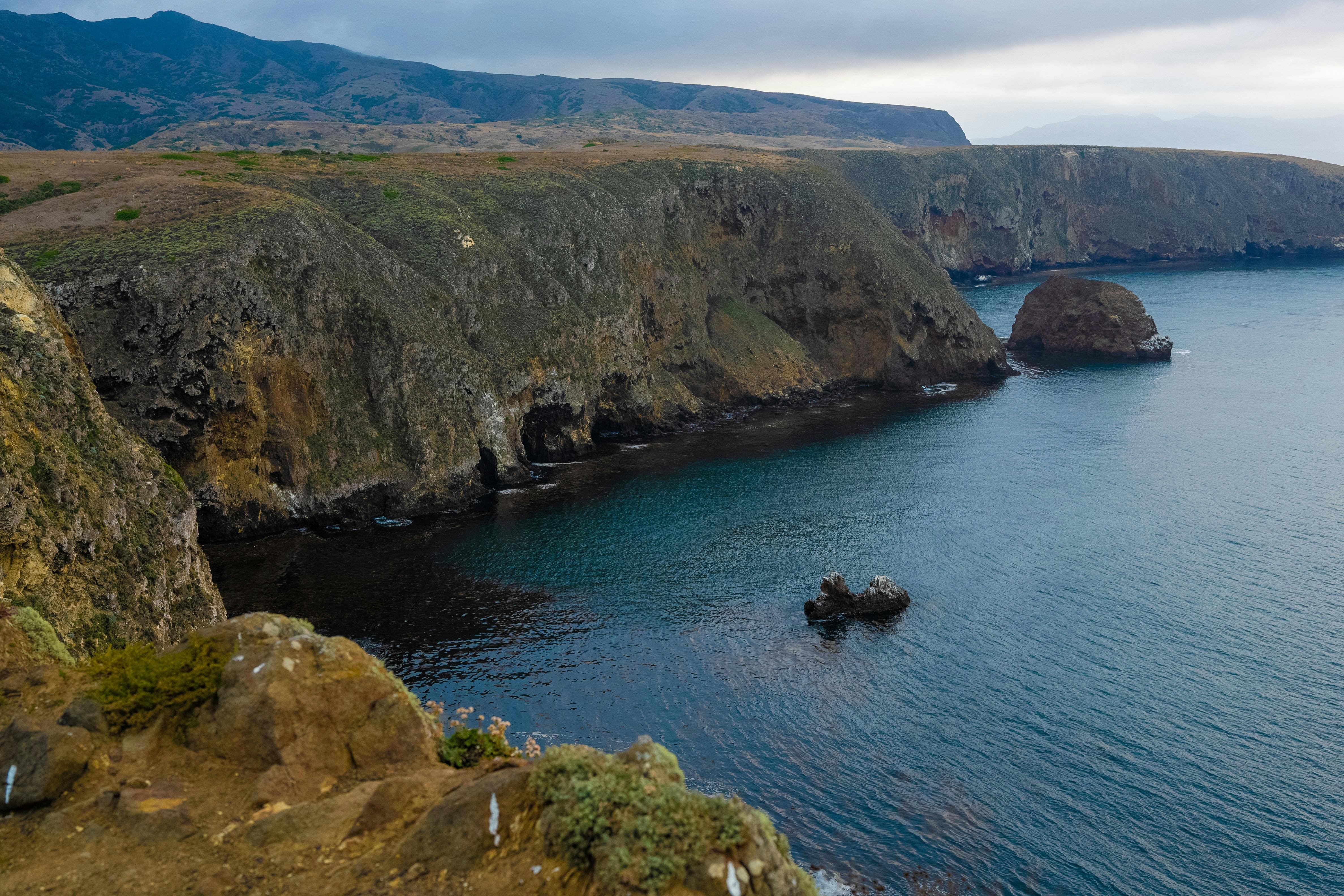 View of the Santa Cruz Island Coast California USA Free Stock