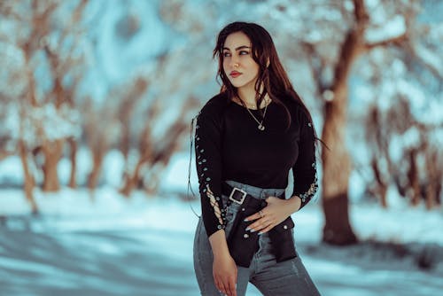 Brunette Woman in Winter