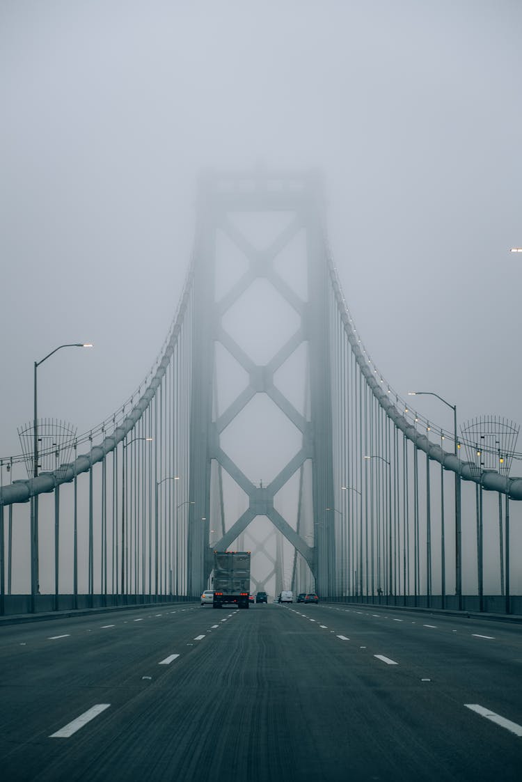 Bay Bridge In San Francisco On A Foggy Day