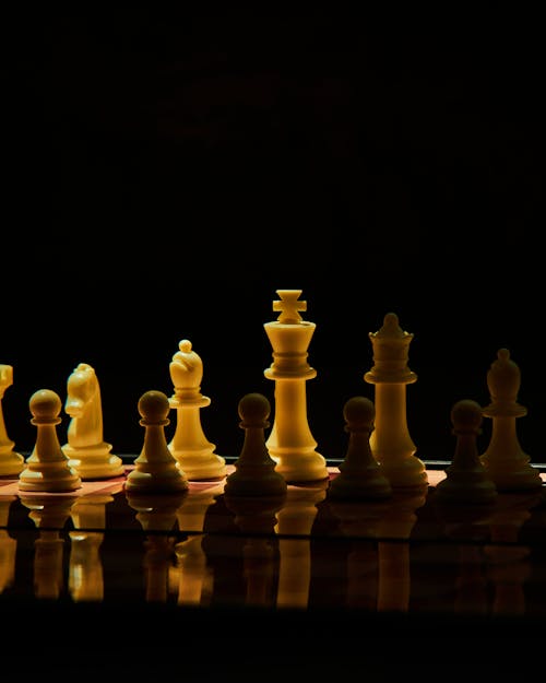 Chess Pieces Set on a Board